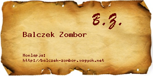 Balczek Zombor névjegykártya